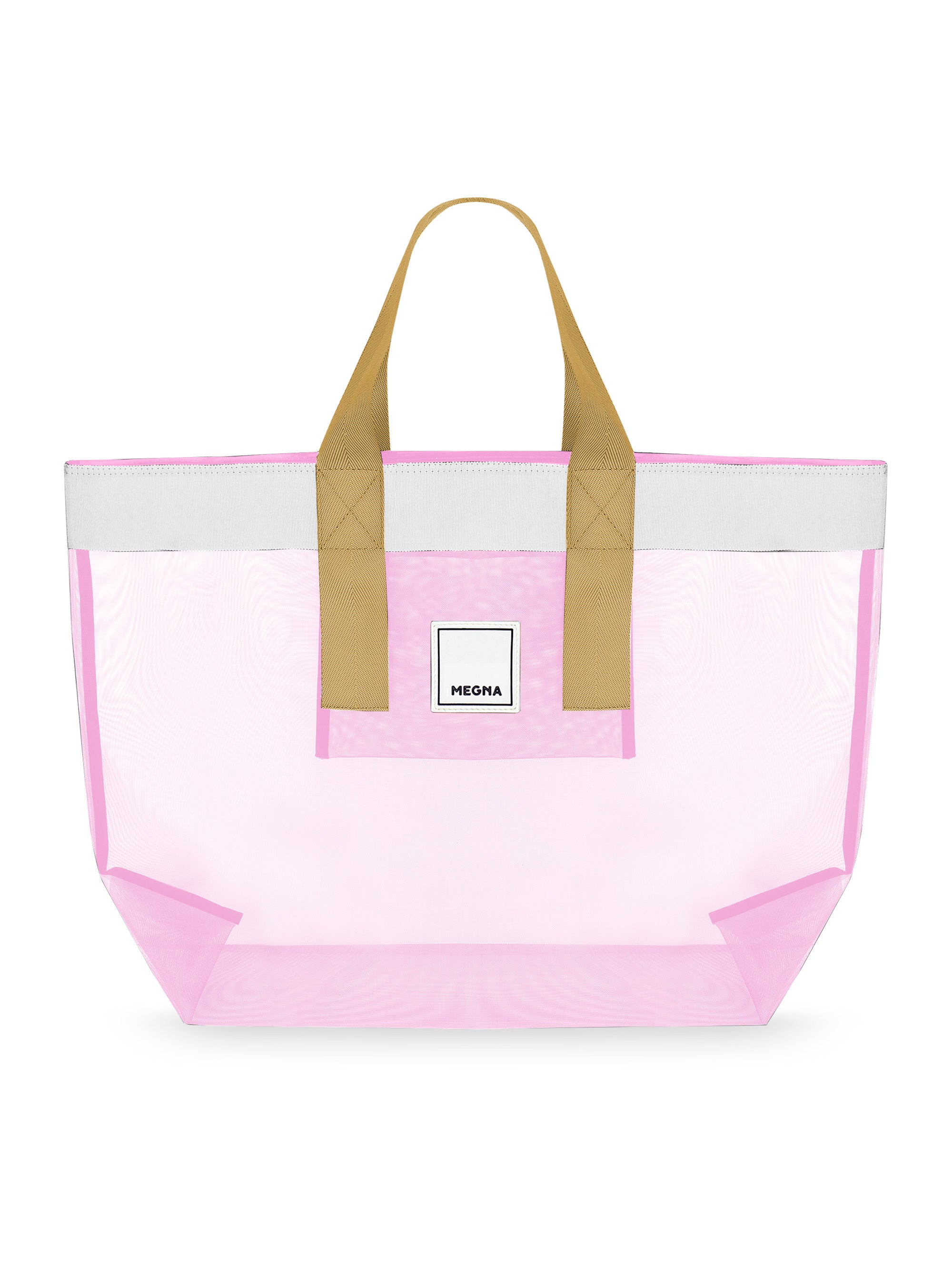 Grace Beach Bag • Horizontal • White on Pink
