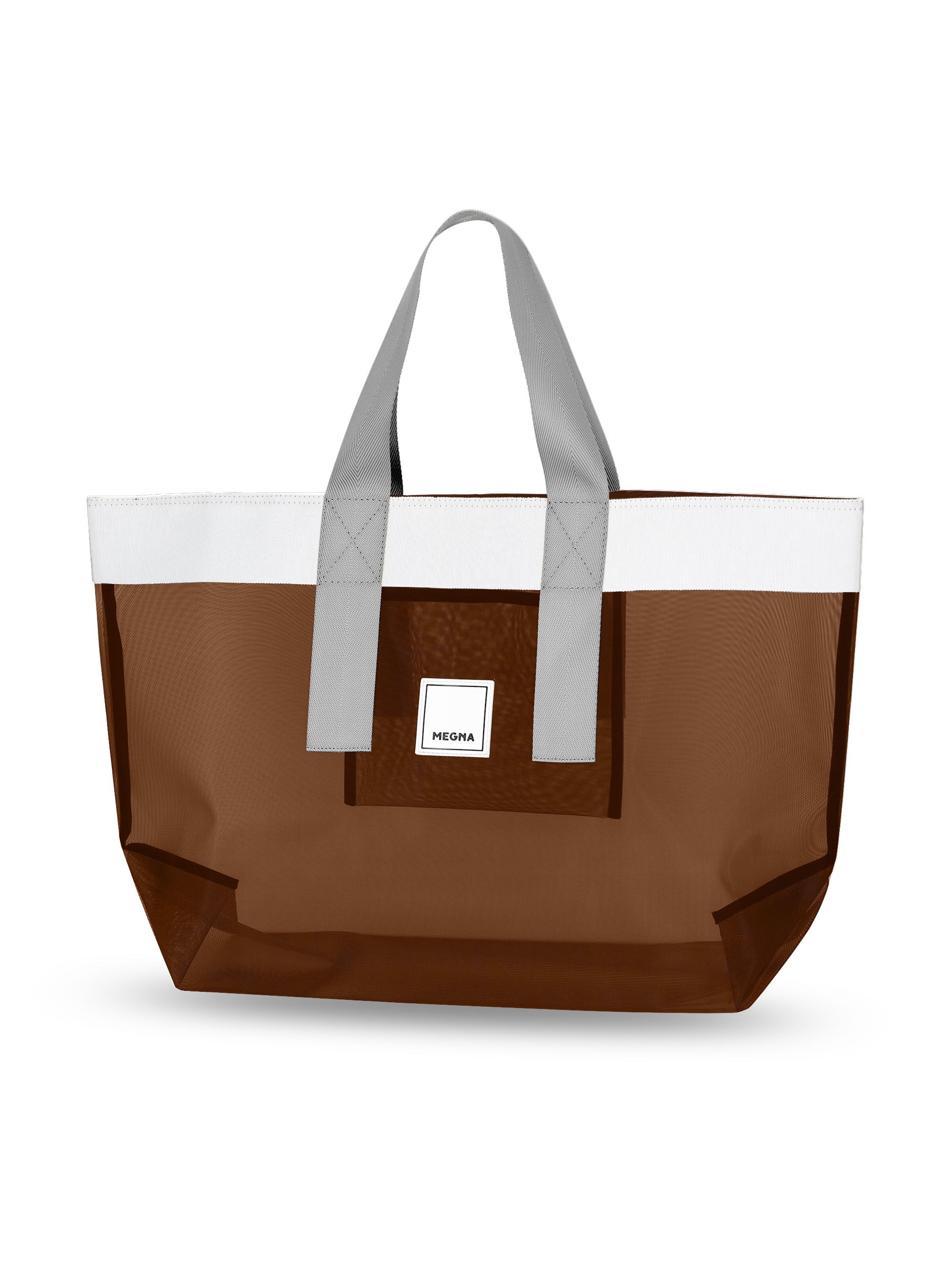 Grace Beach Bag • Horizontal • White on Brown