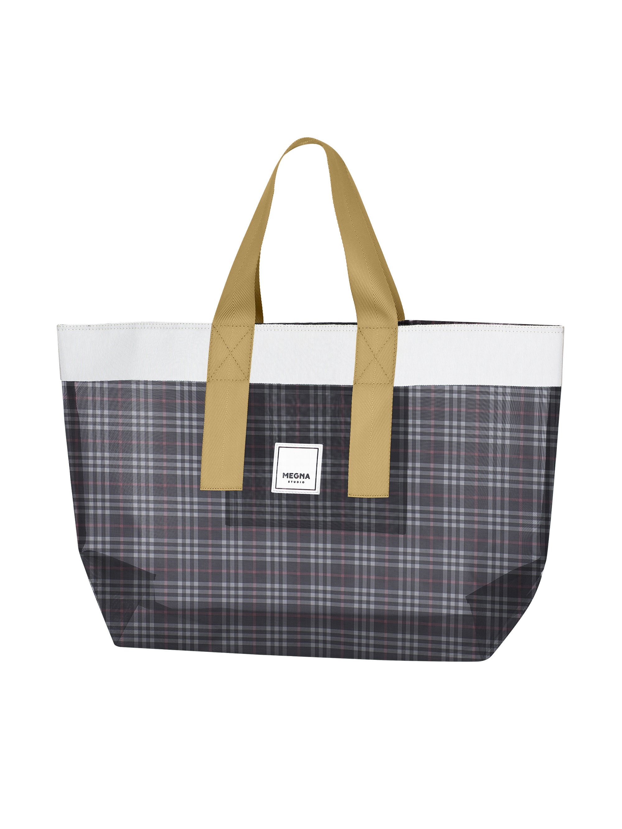 Grace Beach Bag • Horizontal • White on Plaid