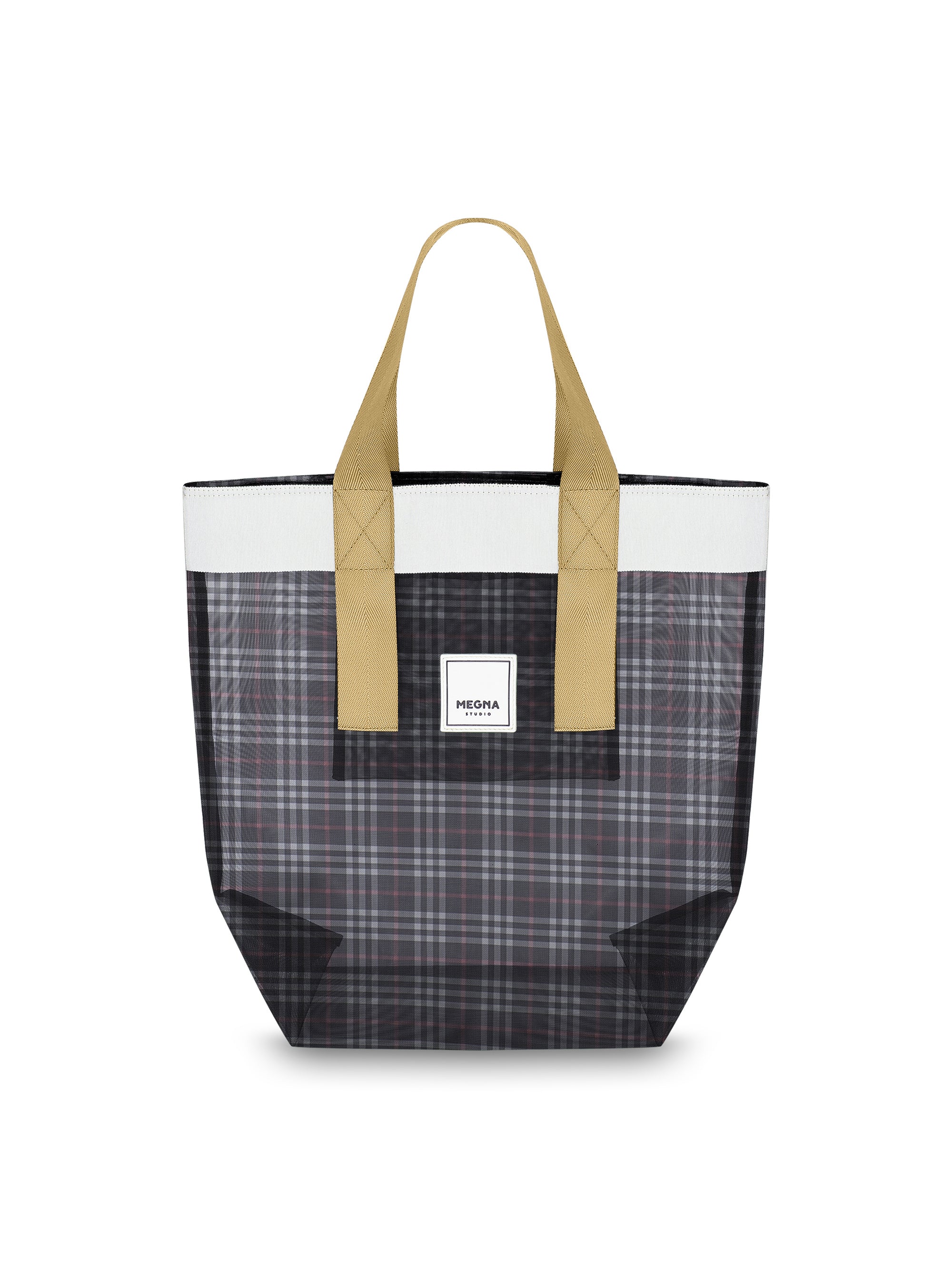 Grace Beach Bag • Vertical • White on Plaid