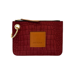 Nina Zip Pouch • Dark Red Suede