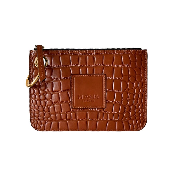 Nina Zip Pouch • Camel Croco