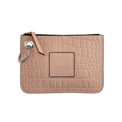 Nina Zip Pouch • Pink Croco