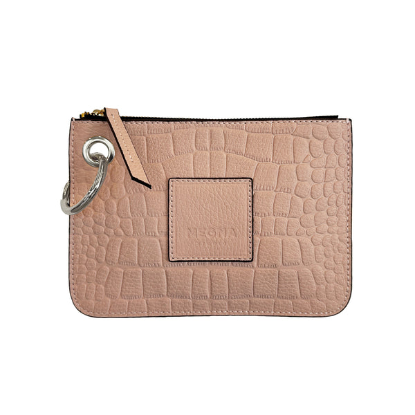 Nina Zip Pouch • Pink Croco