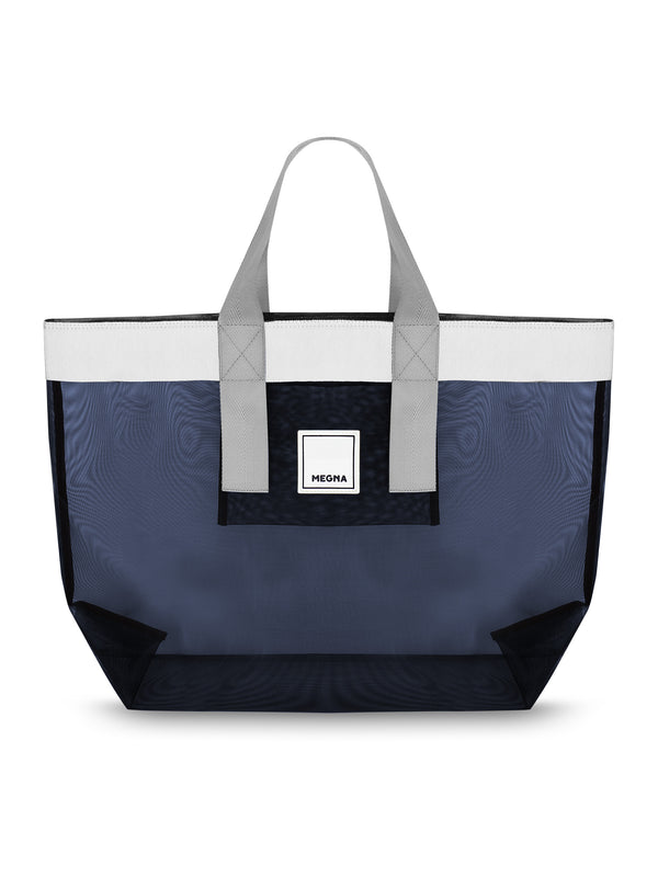 Grace Beach Bag • Horizontal • White on Blue