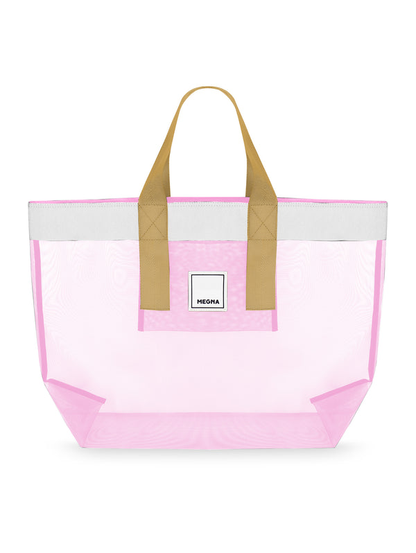 Grace Beach Bag • Horizontal • White on Pink