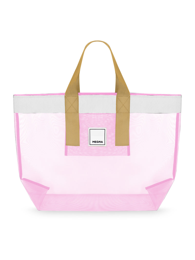 Grace Beach Bag • Horizontal • White on Pink