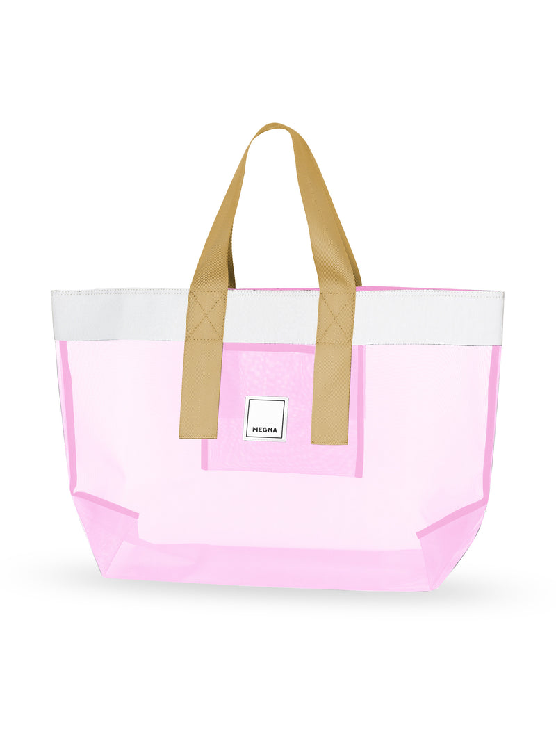 Grace Beach Bag • Horizontal • White on Pink