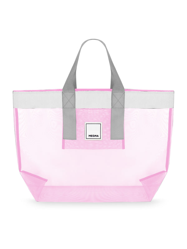 Grace Beach Bag • Horizontal • White on Pink
