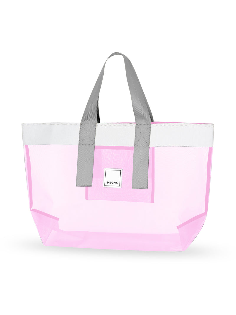 Grace Beach Bag • Horizontal • White on Pink