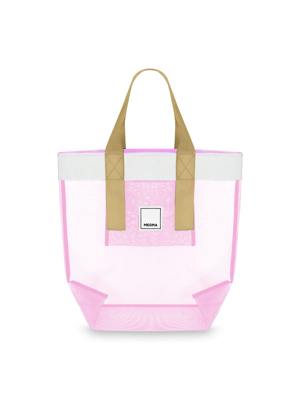 Grace Beach Bag • Vertical • White on Pink
