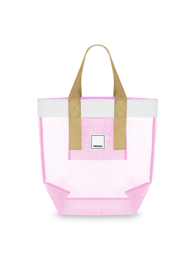 Grace Beach Bag • Vertical • White on Pink