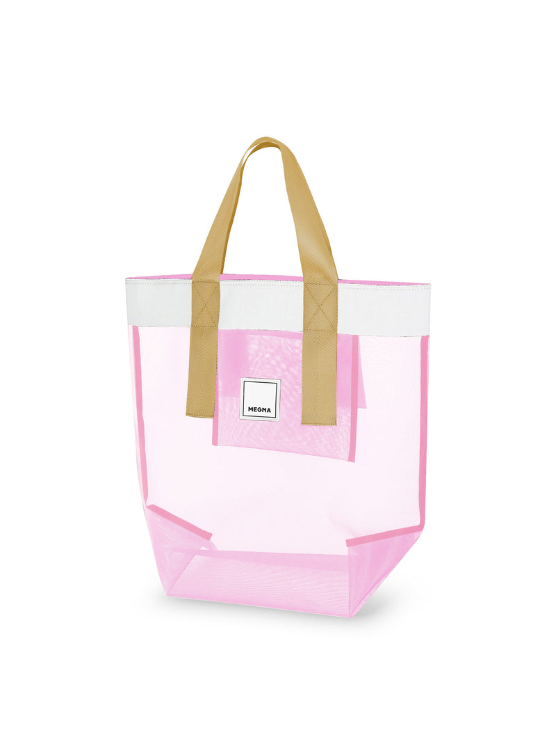 Grace Beach Bag • Vertical • White on Pink