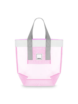 Grace Beach Bag • Vertical • White on Pink