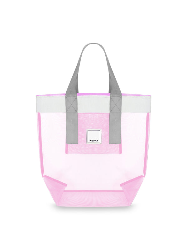 Grace Beach Bag • Vertical • White on Pink