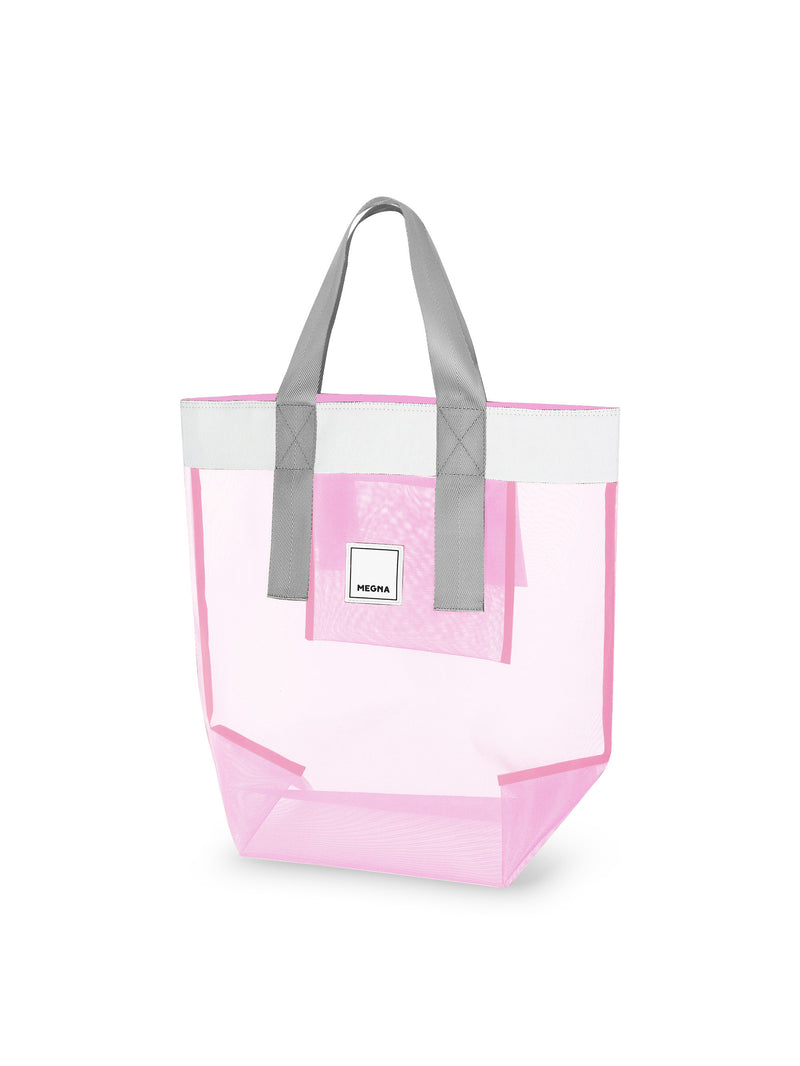 Grace Beach Bag • Vertical • White on Pink