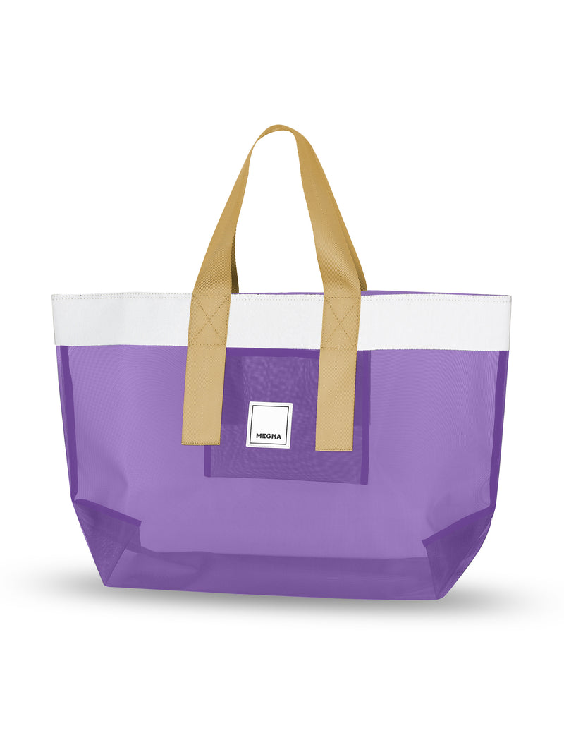 Grace Beach Bag • Horizontal • White on Purple