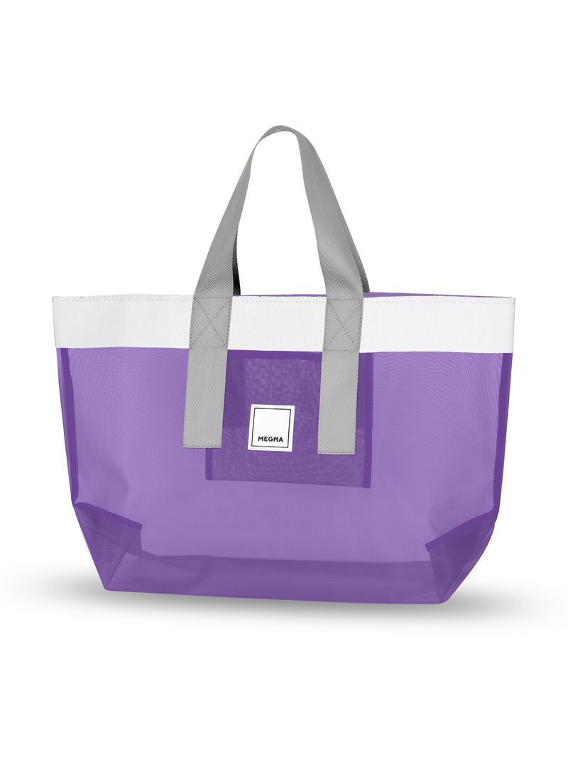 Grace Beach Bag • Horizontal • White on Purple