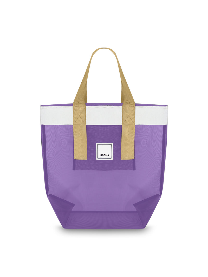 Grace Beach Bag • Vertical • White on Purple