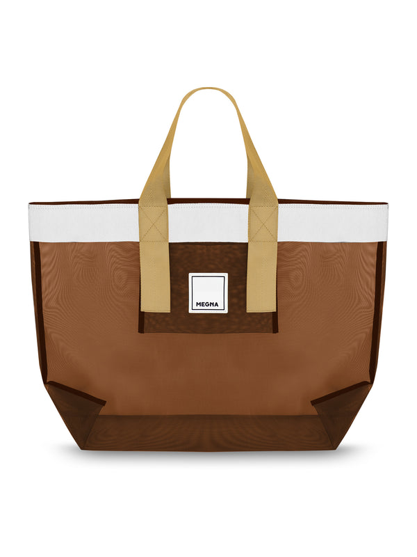 Grace Beach Bag • Horizontal • White on Brown