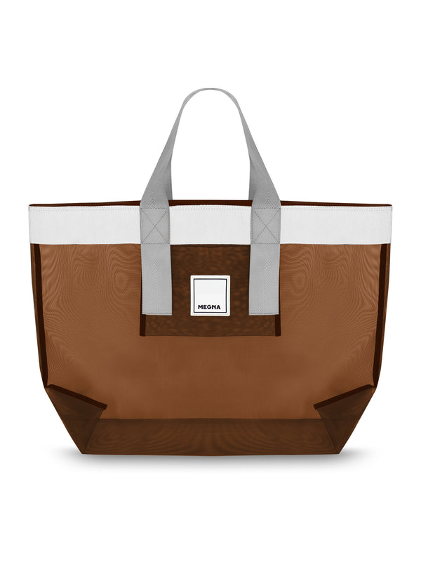 Grace Beach Bag • Horizontal • White on Brown