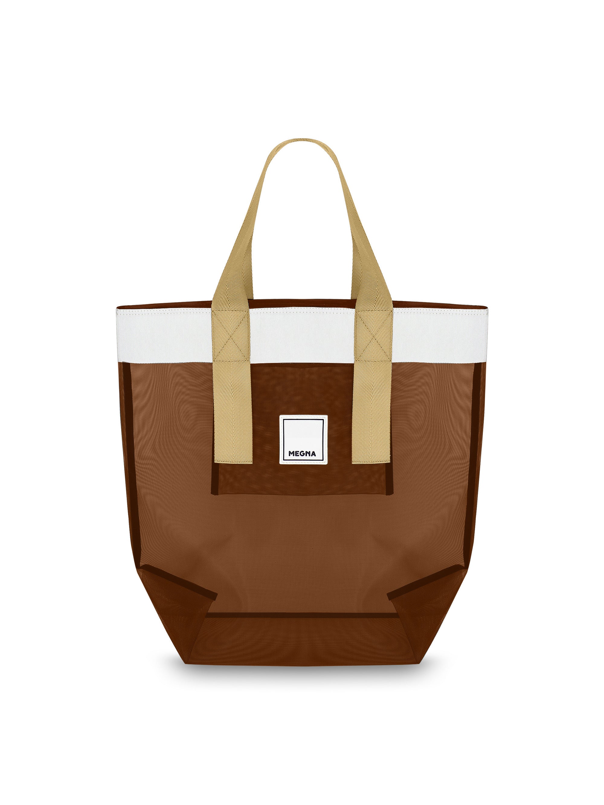 Grace Beach Bag • Vertical • White on Brown