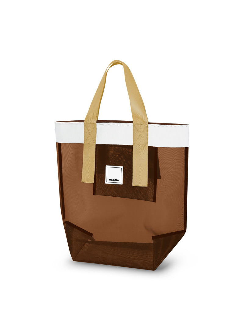 Grace Beach Bag • Vertical • White on Brown