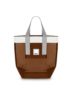 Grace Beach Bag • Vertical • White on Brown