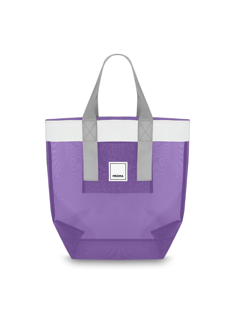 Grace Beach Bag • Vertical • White on Purple