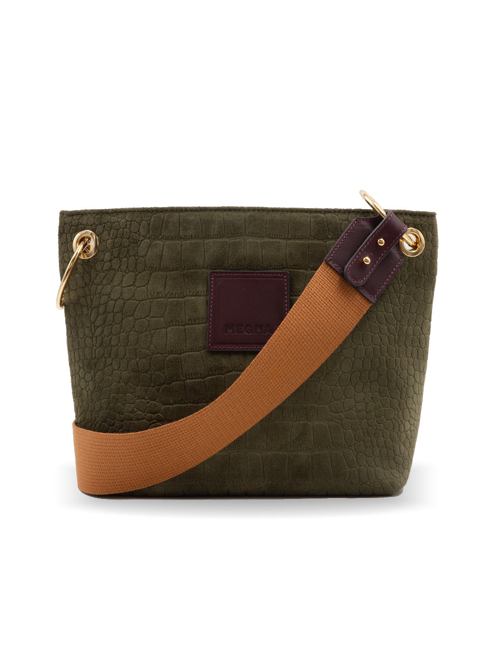 SANDRA BUCKET BAG • MINI • GREEN CROCO SUEDE