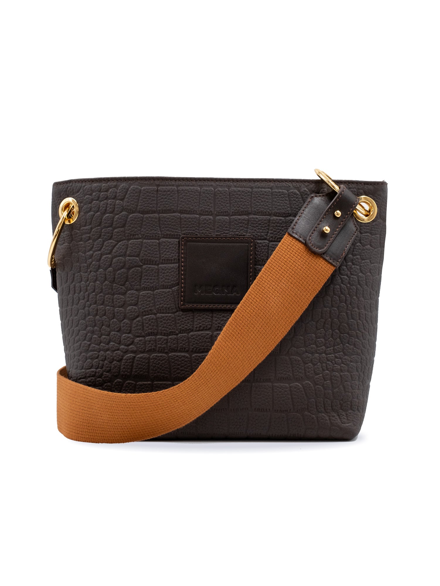 SANDRA BUCKET BAG • MINI • BROWN CROCO