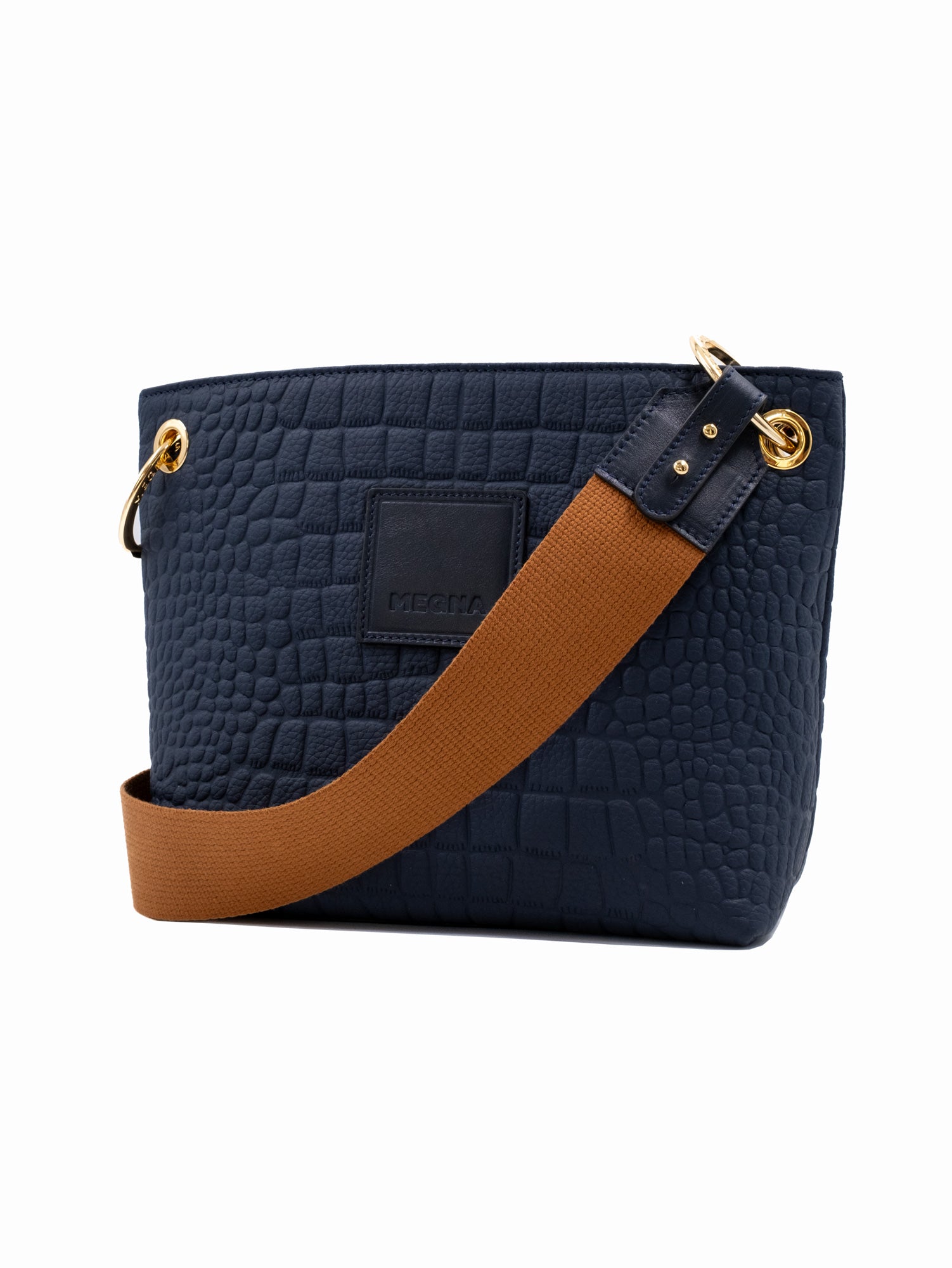 SANDRA BUCKET BAG • MINI • NAVY CROCO