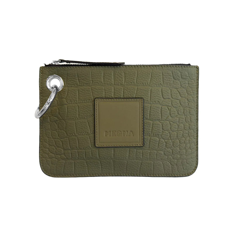 Nina Zip Pouch • Khaki Croco