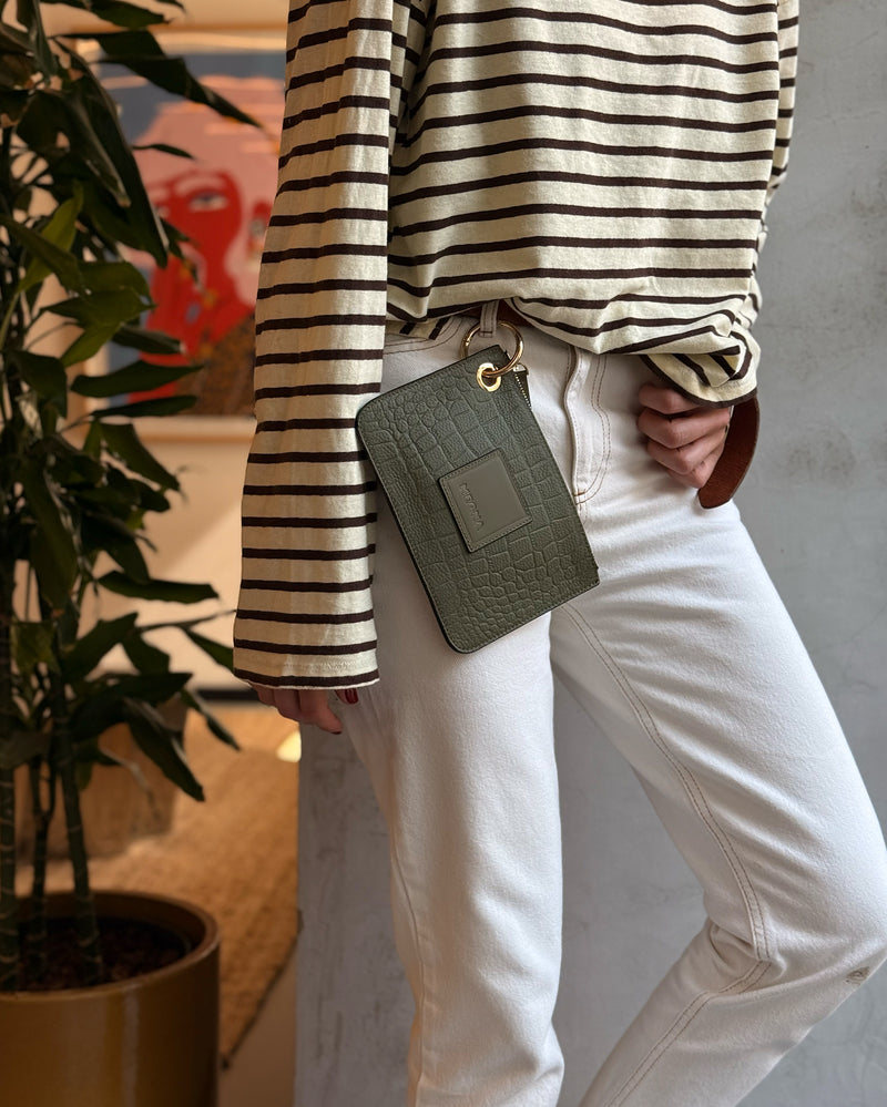 Nina Zip Pouch • Khaki Croco