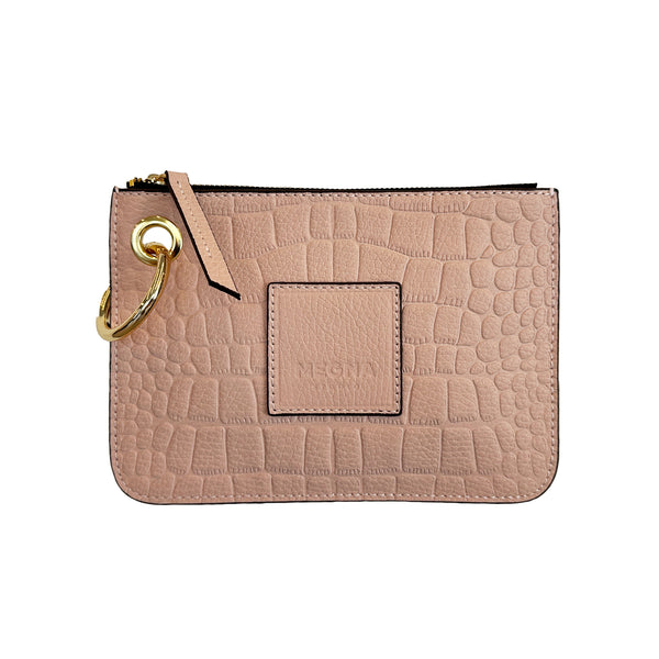 Nina Zip Pouch • Pink Croco