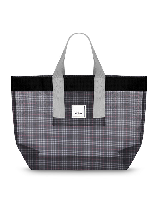 Grace Beach Bag • Horizontal • Black On Plaid