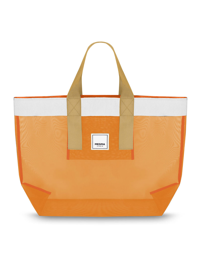 Grace Beach Bag • Horizontal • White on Orange