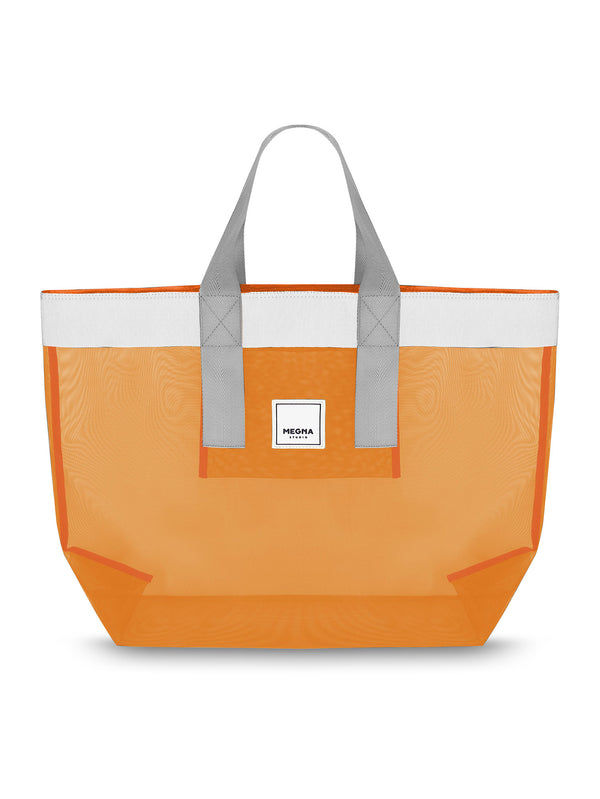 Grace Beach Bag • Horizontal • White on Orange