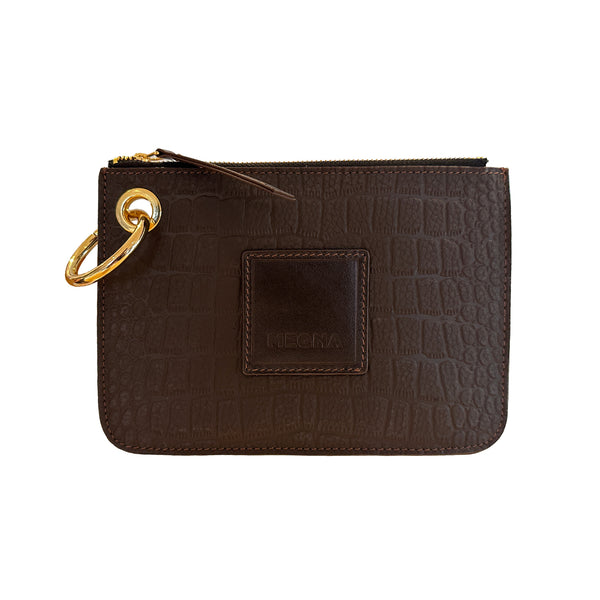 Nina Zip Pouch • Brown Croco