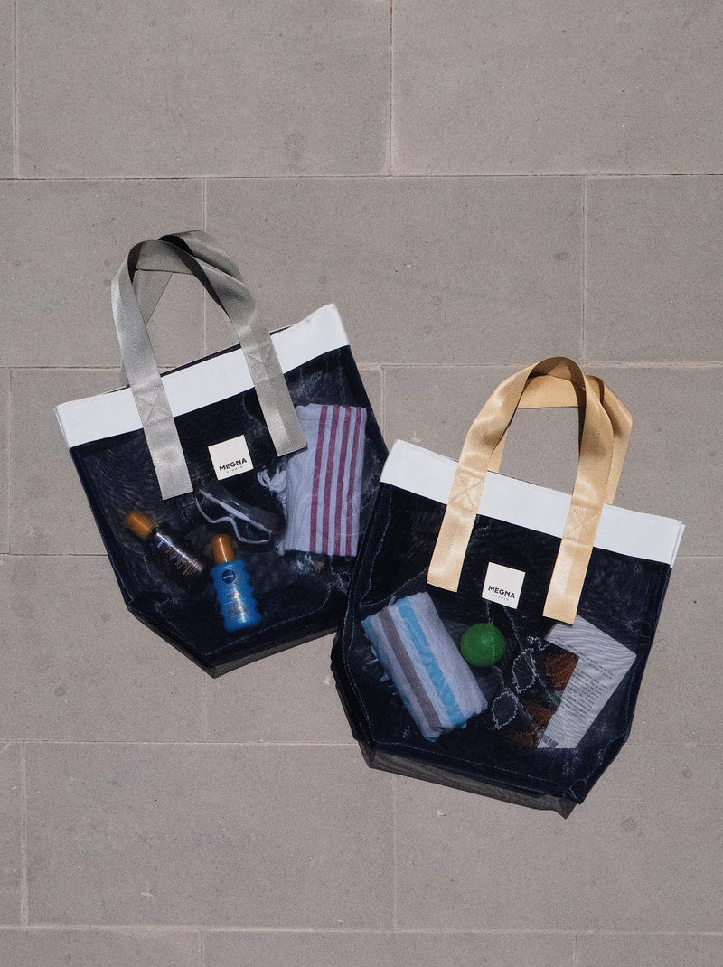 Grace Beach Bag • Vertical • White on Blue