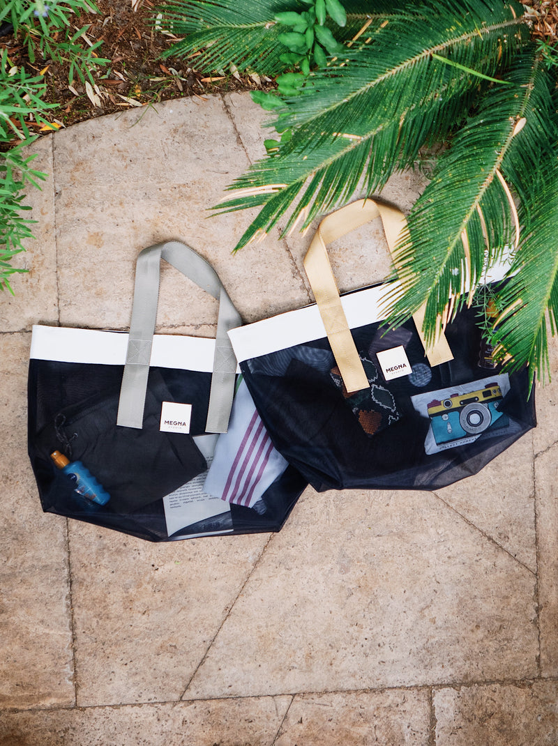 Grace Beach Bag • Horizontal • White on Blue