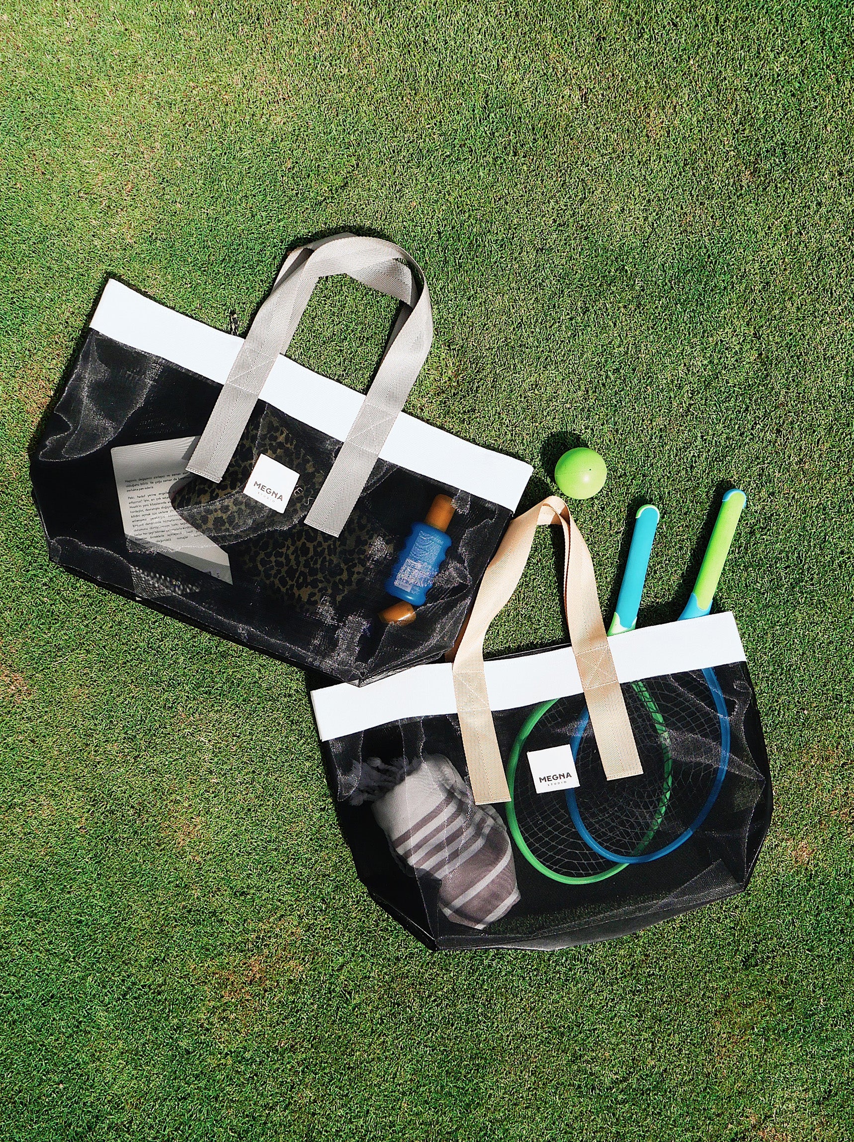 Grace Beach Bag • Horizontal • White on Black