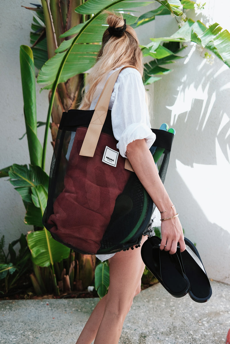 Grace Beach Bag • Vertical • Black on Black
