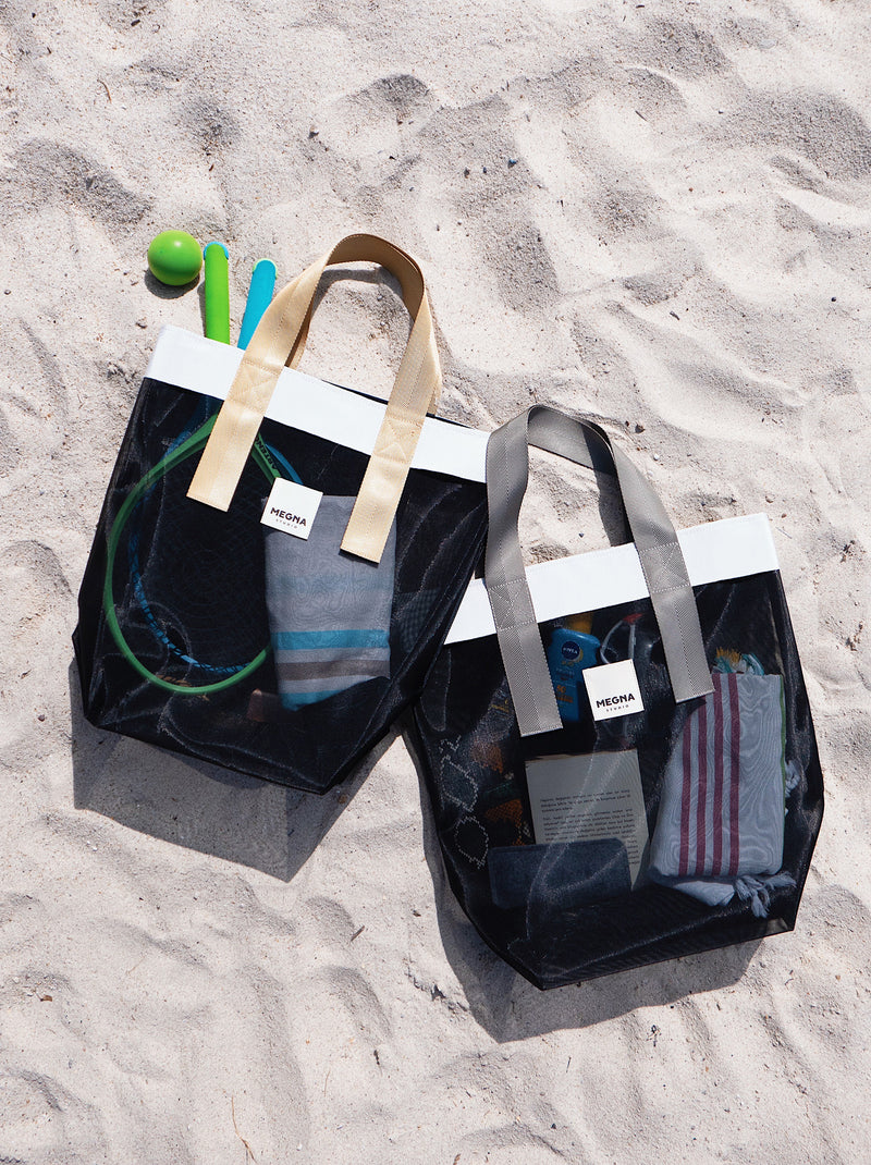 Grace Beach Bag • Vertical • White on Black