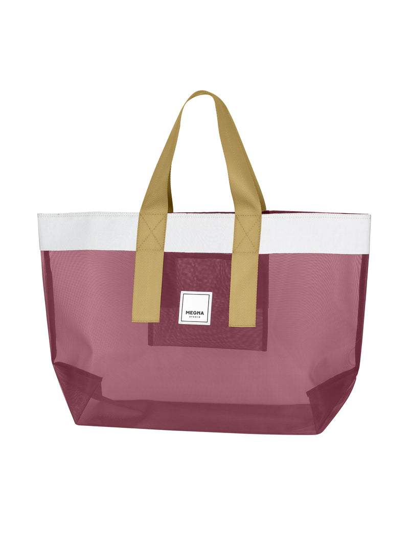 Grace Beach Bag • Horizontal • White on Cherry