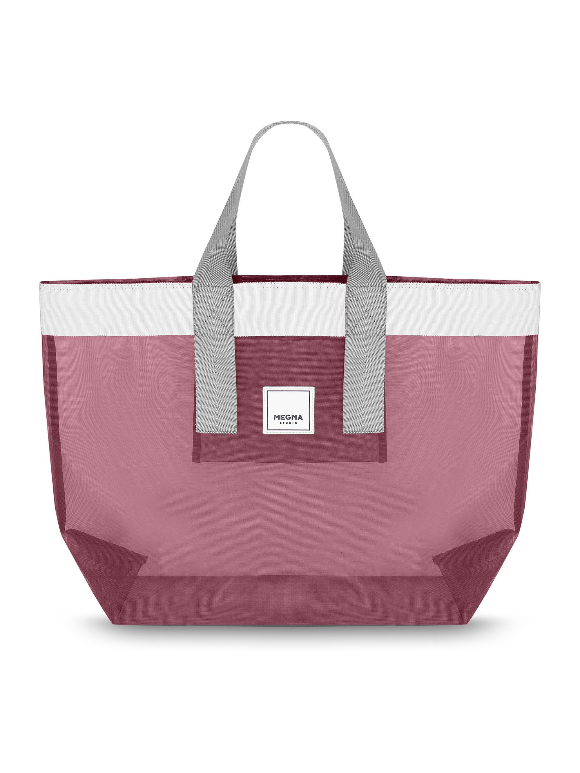 Grace Beach Bag • Horizontal • White on Cherry