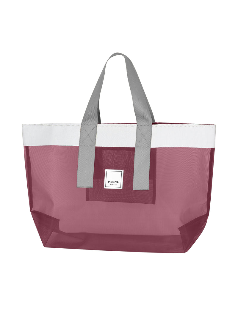 Grace Beach Bag • Horizontal • White on Cherry