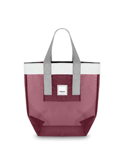 Grace Beach Bag • Vertical • White on Cherry