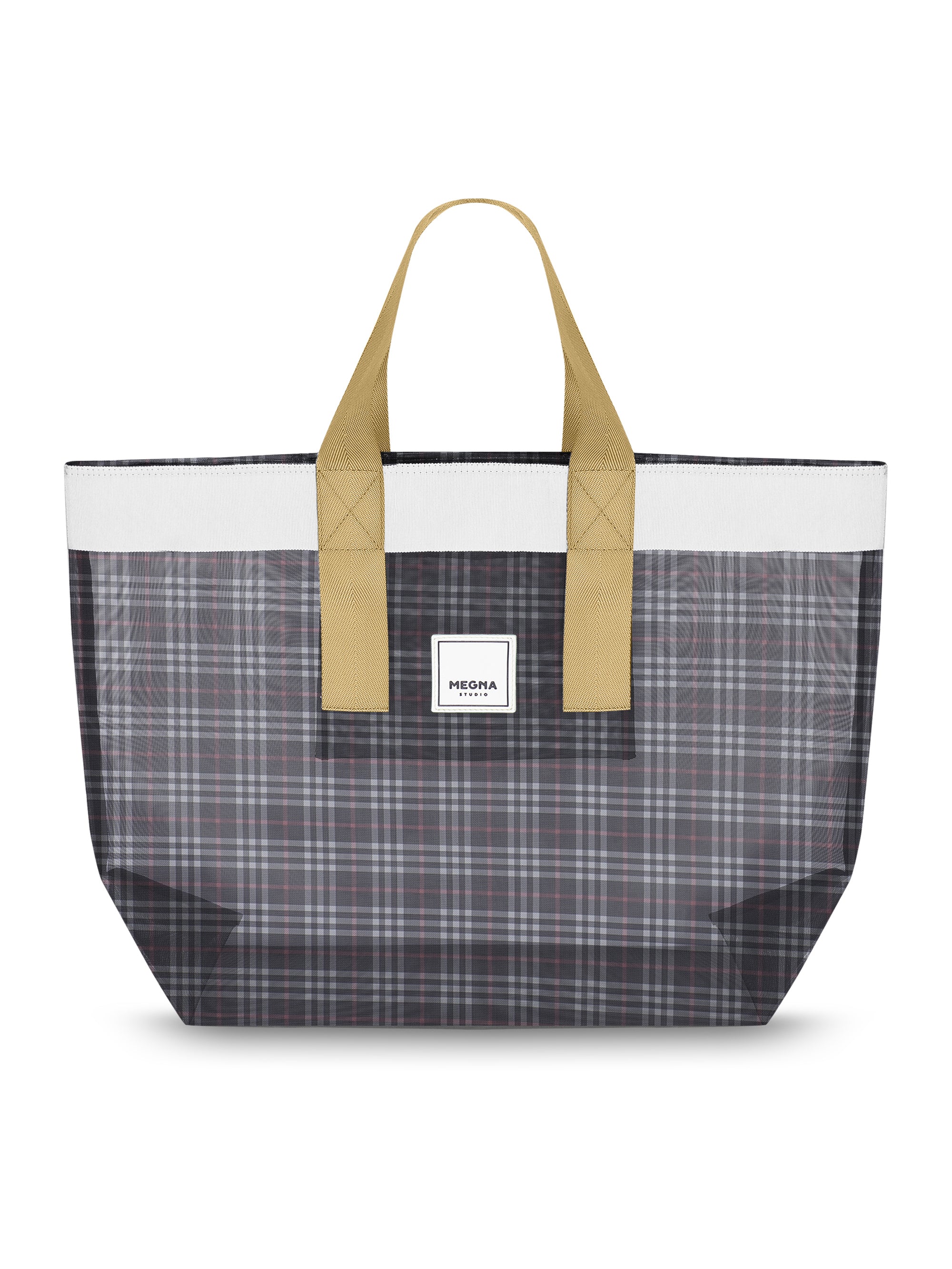 Grace Beach Bag • Horizontal • White on Plaid
