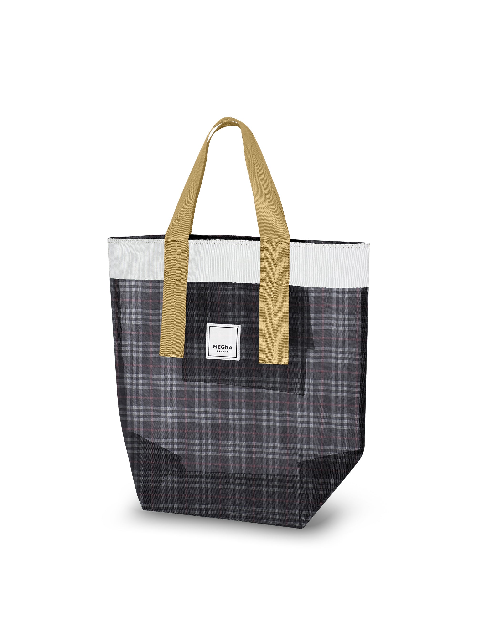 Grace Beach Bag • Vertical • White on Plaid